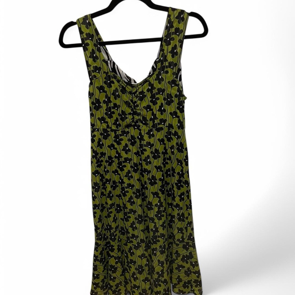 Cabi Reversible Green Floral and Zebra Print Dress